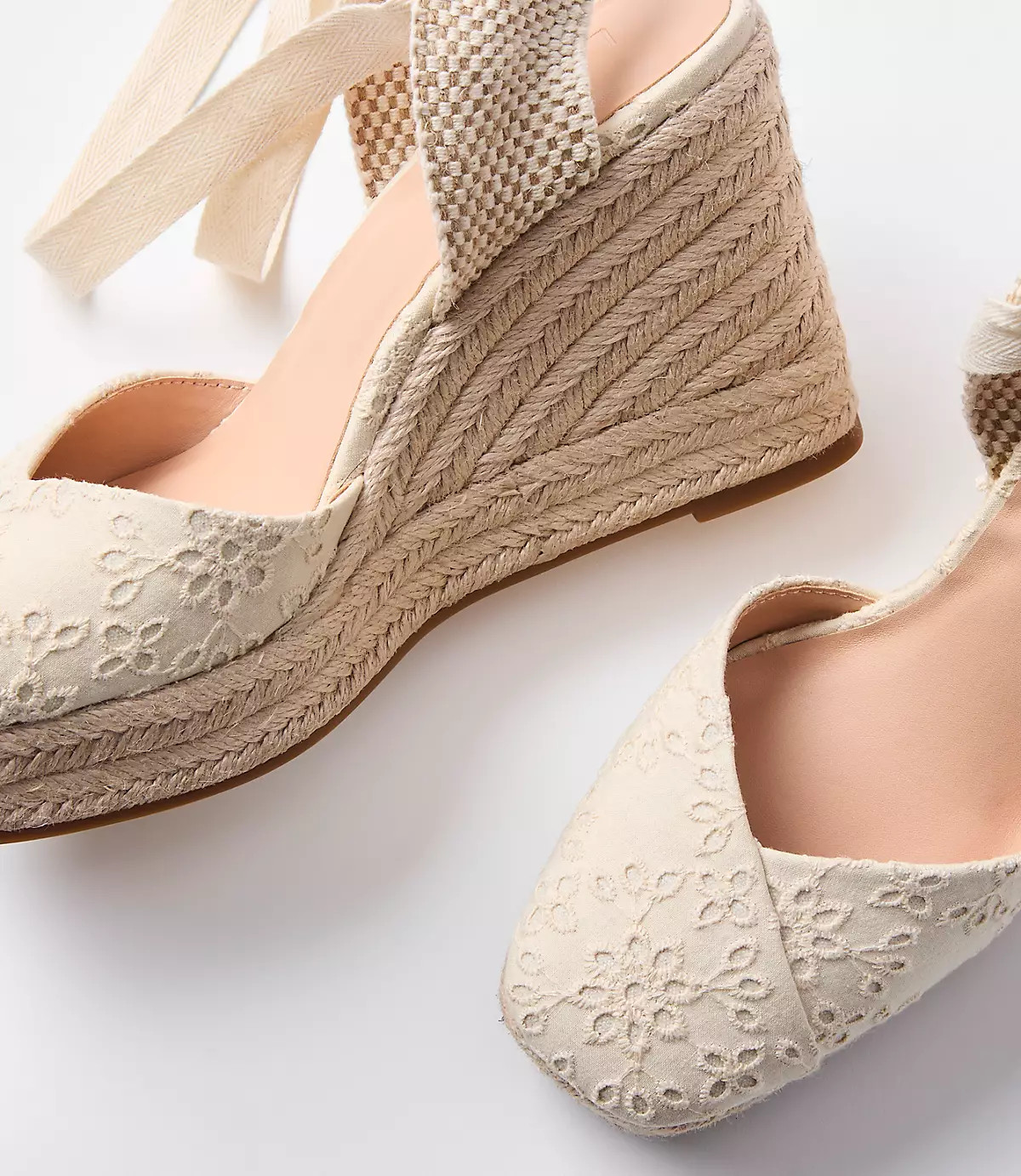Eyelet Lace Up Espadrille Wedges | LOFT