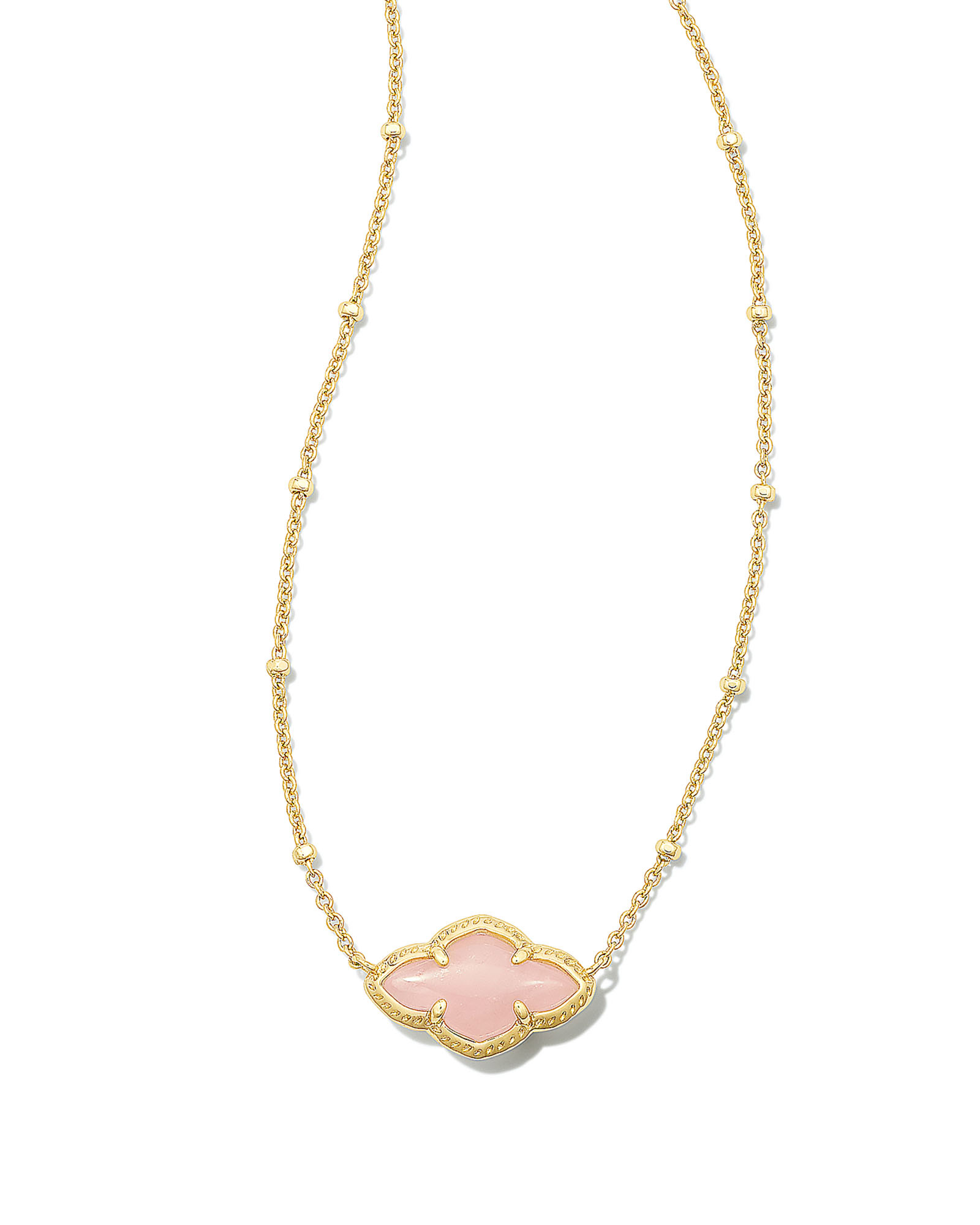 Abbie Gold Pendant Necklace in Rose Quartz | Kendra Scott