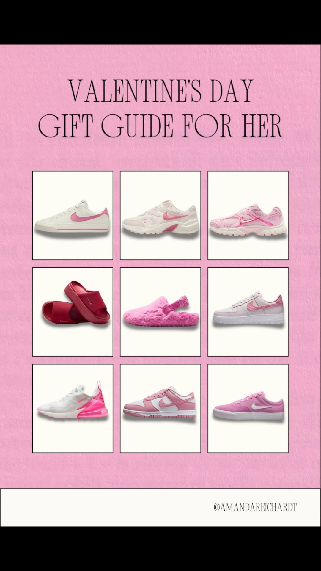 Valentine’s Day gift guide for her 💕
Pink Nike sneakers she’ll actually wear — from everyday errands to workouts and casual mom life.

Comfy, cute, and easy to style 🤍
Perfect for Valentine’s Day, Galentine’s, or treating yourself.

Linked all my favorites 👟💖

#LTKSeasonal #LTKValentine #LTKActive