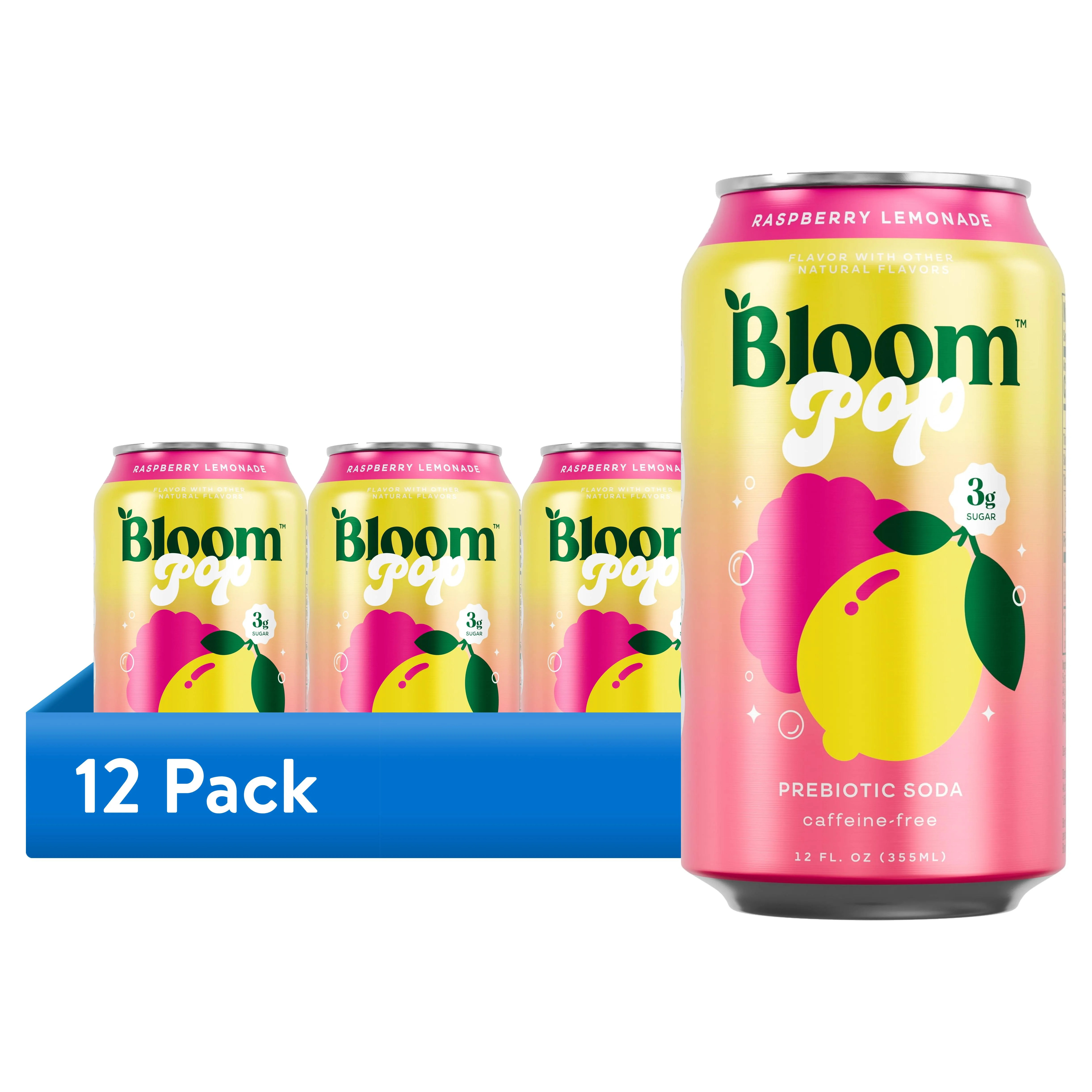 (12 pack) Bloom Pop Prebiotic Soda, Raspberry Lemon, 12 fl oz Can | Walmart (US)