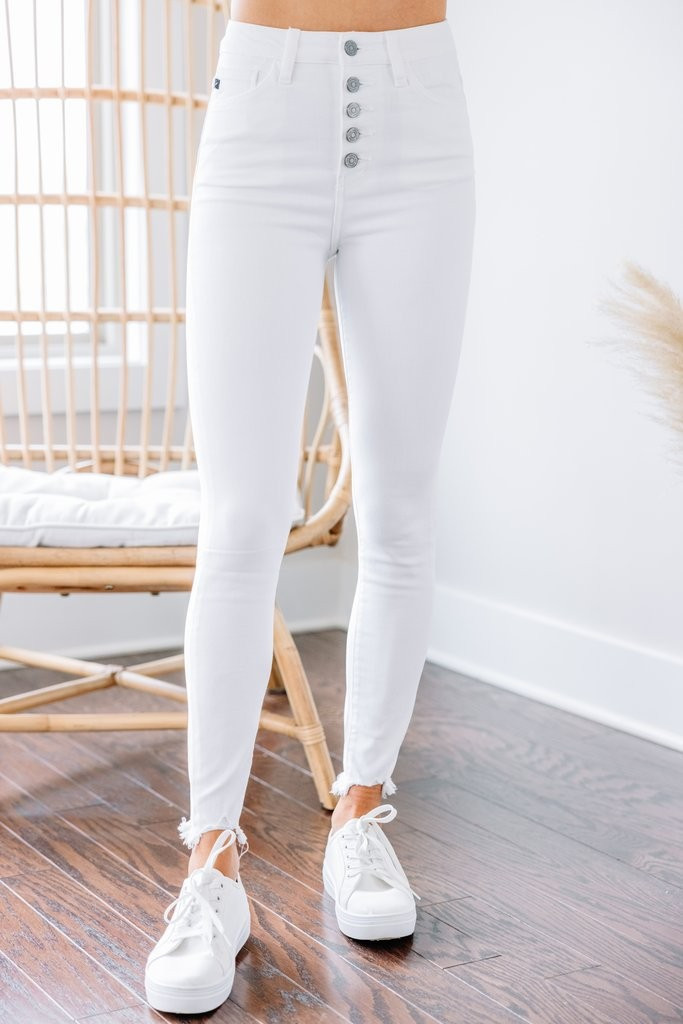 KanCan: Going Up White High Waist Skinny Jeans | The Mint Julep Boutique