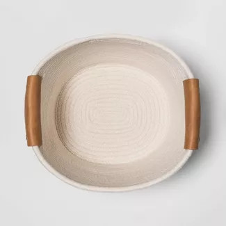 11" Decorative Coiled Rope Square Base Tapered Basket Medium White - Threshold™ | Target