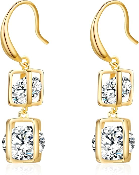 Platinum Plated or 18K Gold Plated or 18K Rose Gold Plated Cubic Zirconia Drop Earrings - Gifts f... | Amazon (US)
