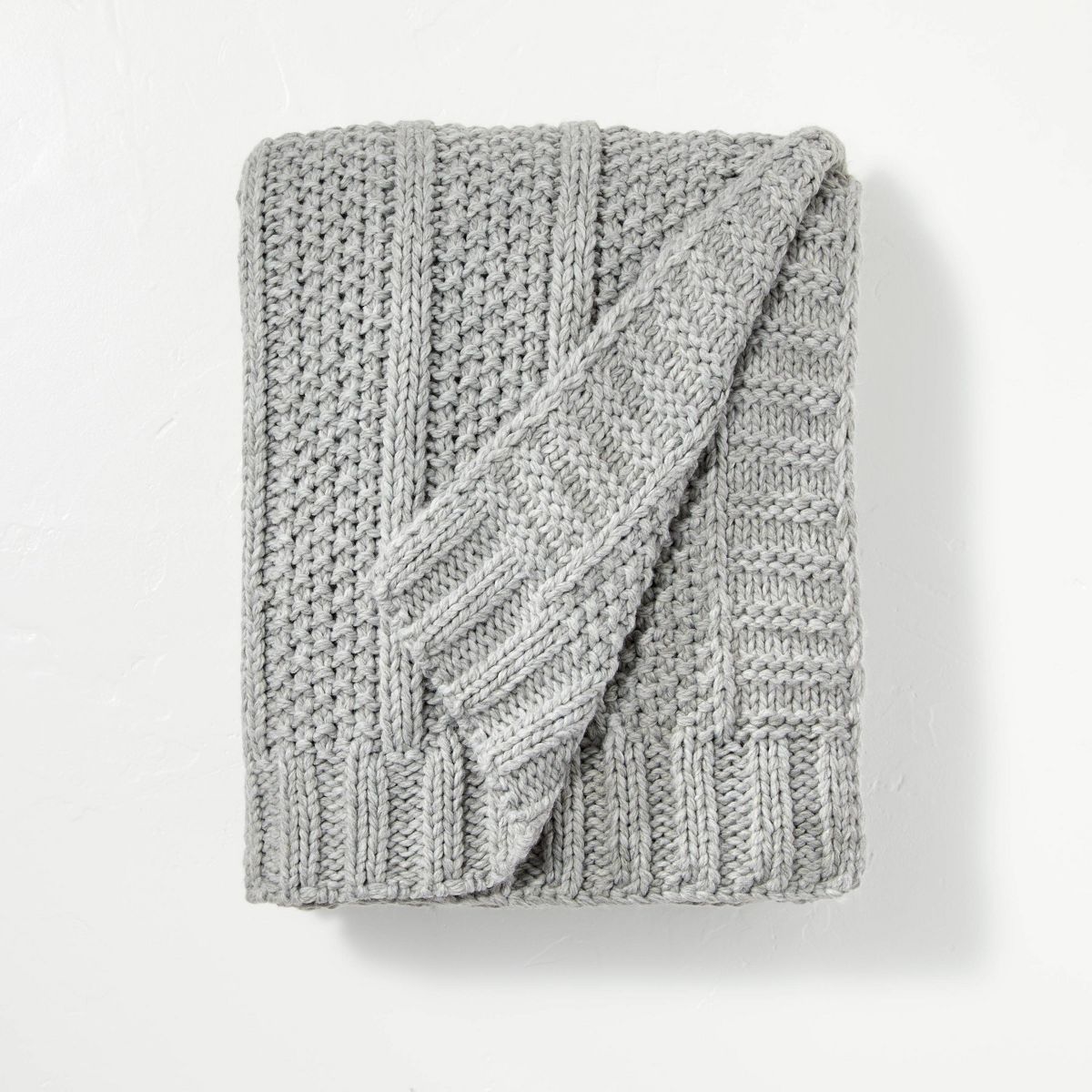 Chunky Textured Knit Throw Blanket Jet Gray - Hearth & Hand™ with Magnolia | Target