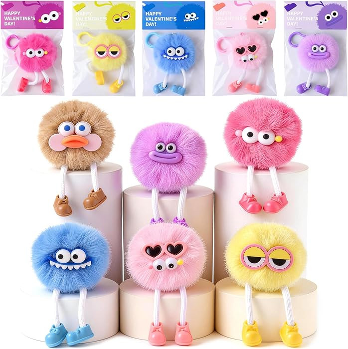 Valentines Day Gifts for Kids - 24 Pack Pre-filled Plush Toys Keychains with Valentine's Gift Car... | Amazon (US)