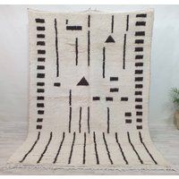 Moroccan Rug, Beniourain Rug Carpet, Morocco Black & White Living Room Winter Handmade Rug, Modern W | Etsy (US)