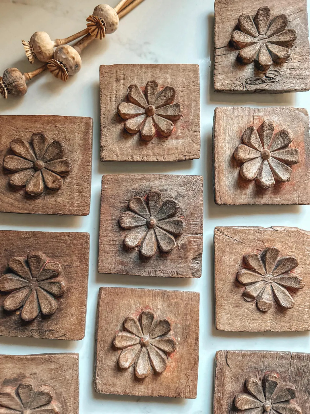 Vintage Indian Wooden Flower Carving, Temple Decor - Etsy | Etsy (US)