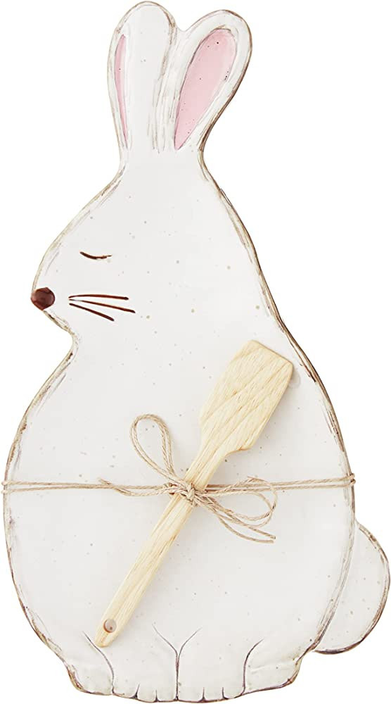 Mud Pie Bunny Shaped Cookie Plate Set, Cream, 13" x 7.2" | Amazon (US)