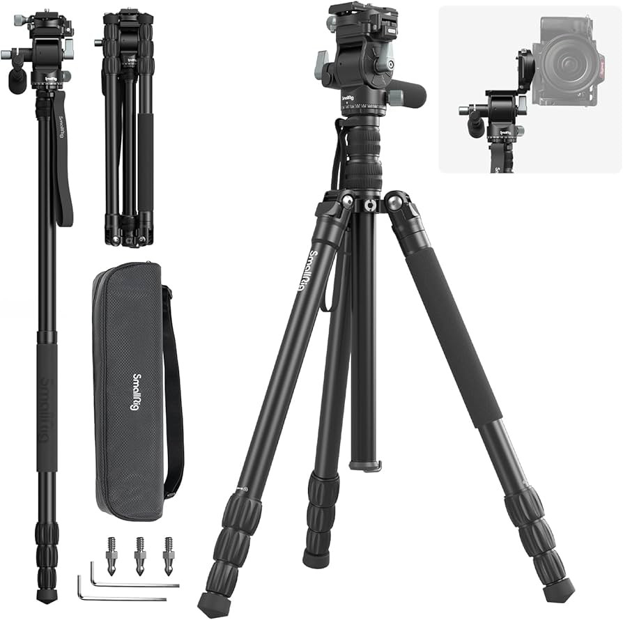 SmallRig CT195 Video Tripod Kit, 73" Camera Tripod with Pan Tilt Fluid Head for Vertical/Horizont... | Amazon (US)