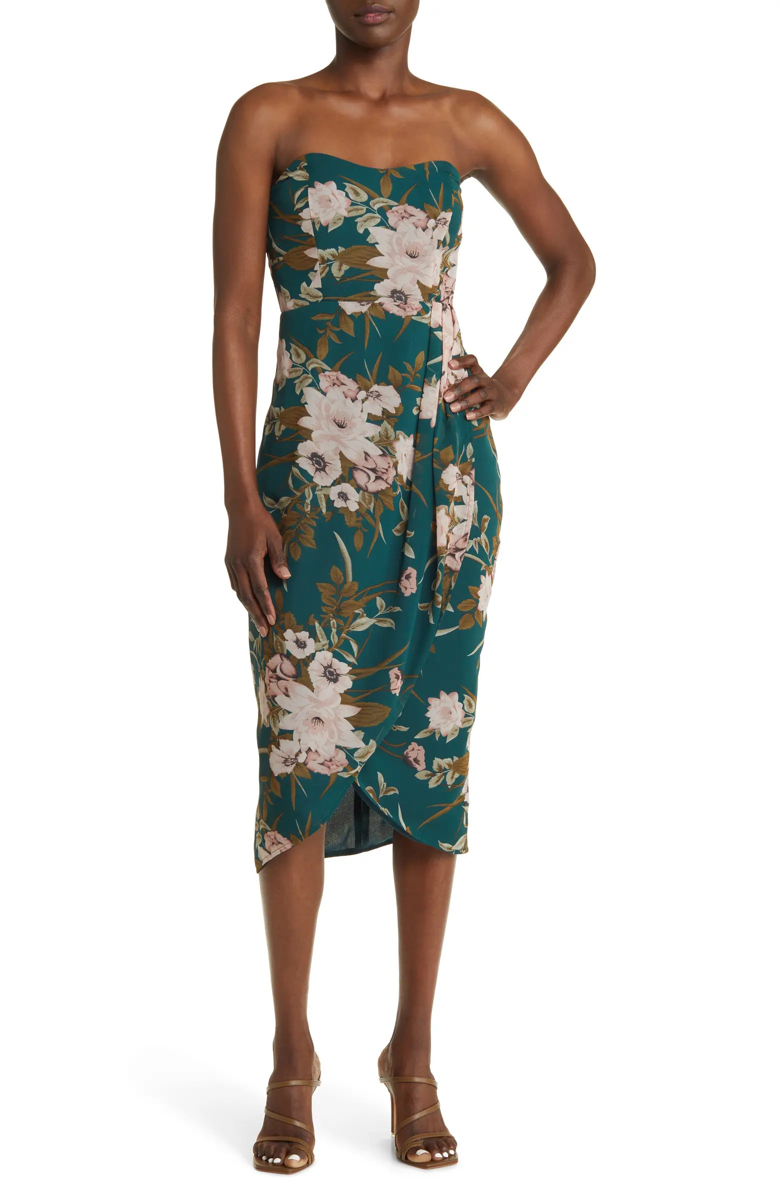 Effortless Charm Floral Strapless Cocktail Dress | Nordstrom