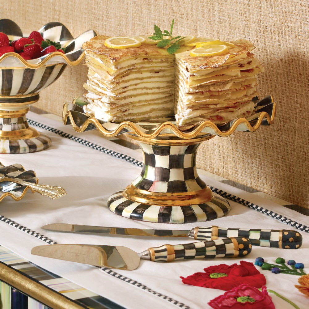 Check Fluted Ceramic Cake Stand | MacKenzie-Childs