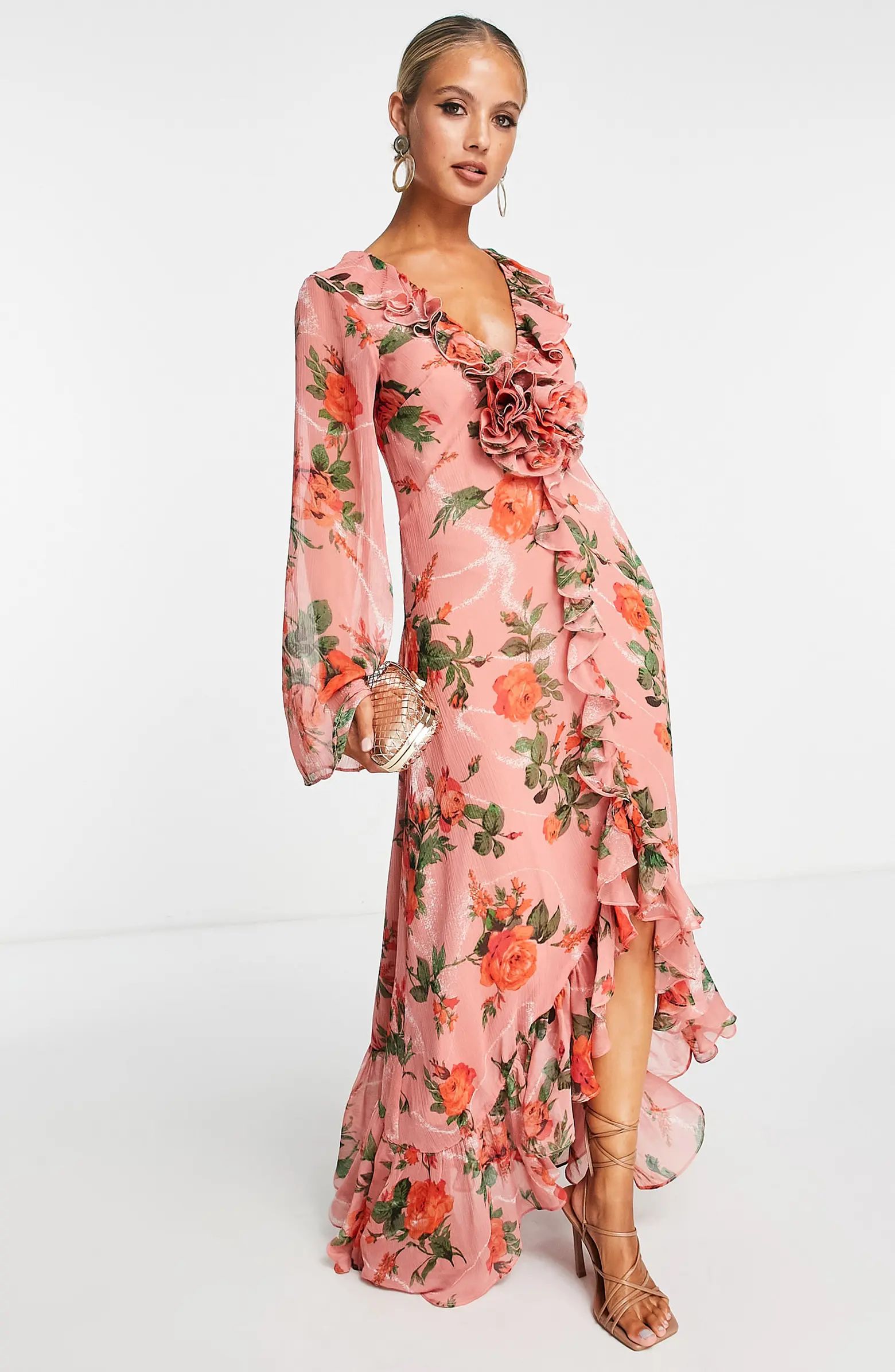 Floral Ruffle Long Sleeve Maxi Dress | Nordstrom