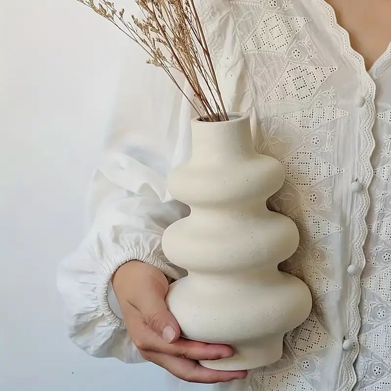 Spiral Shape Ceramic Vase Boho Decor Flower Vase Farmhouse - Temu | Temu Affiliate Program