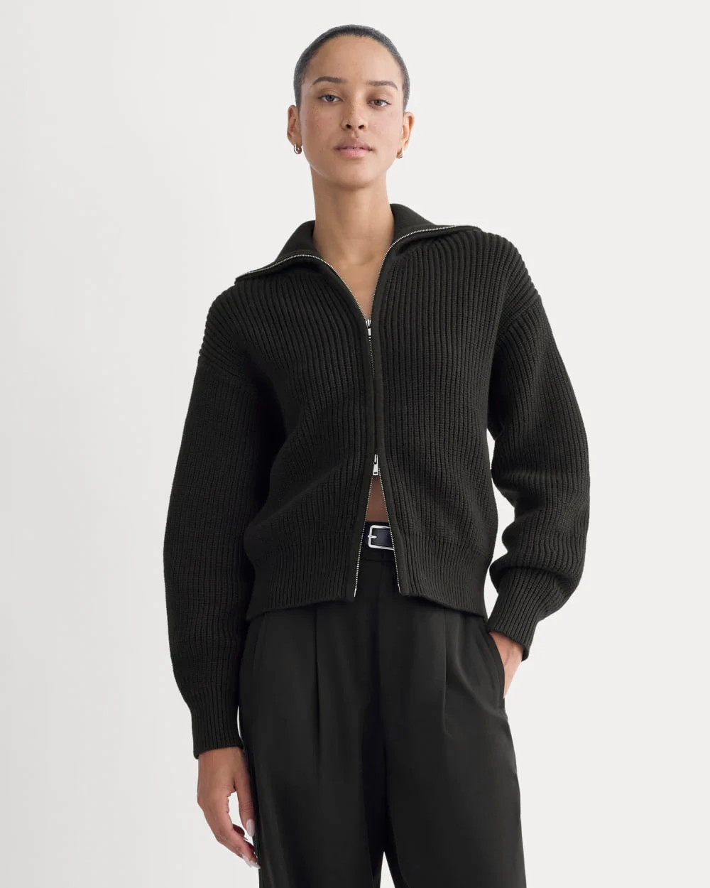 The Full-Zip Sweater in Everyday Cotton | Black | Everlane