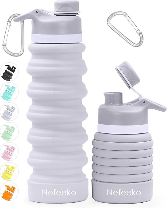 Nefeeko Collapsible Water Bottle, 26oz Silicone Foldable Water Bottles Leakproof BPA Free Travel ... | Amazon (US)