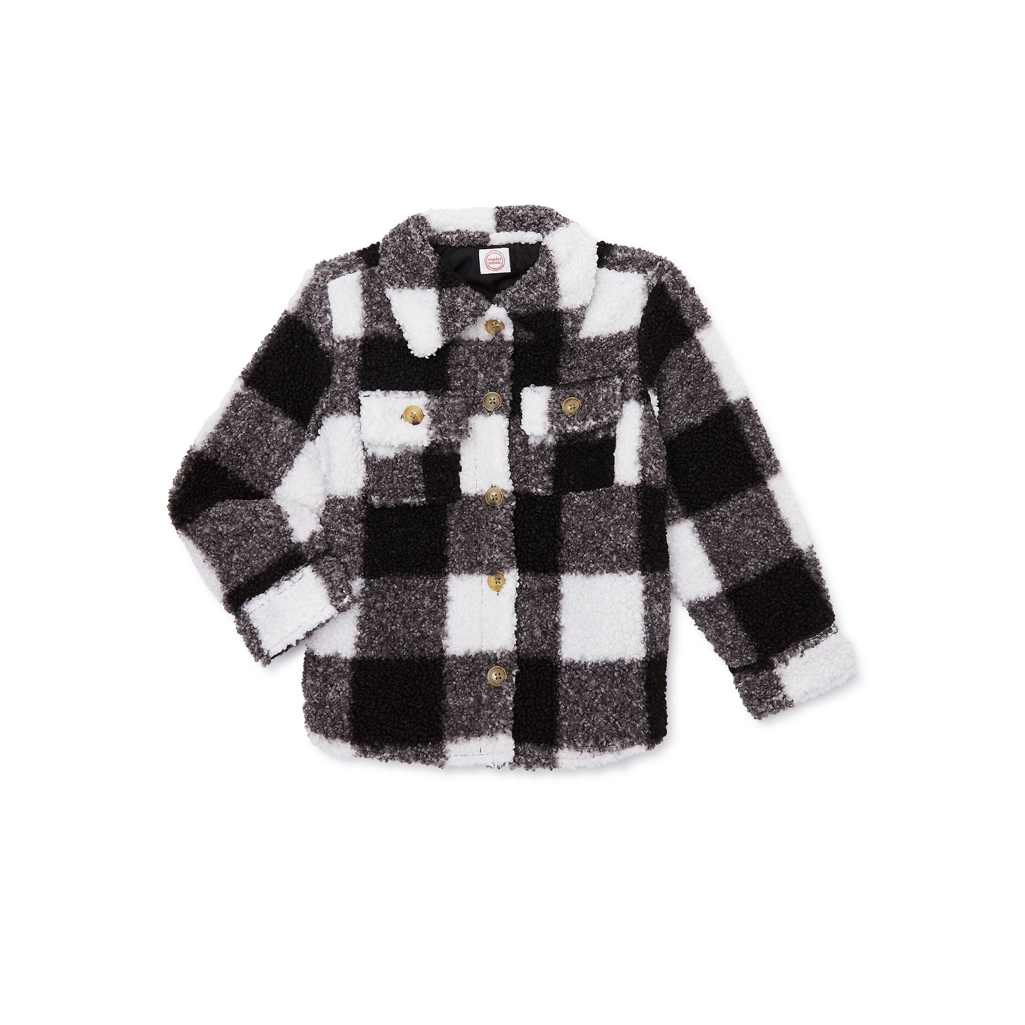 Wonder Nation Girls Faux Sherpa Shacket, Sizes 4-18 | Walmart (US)