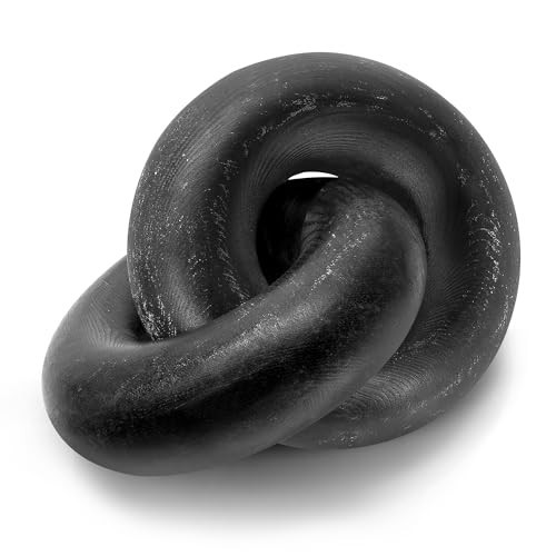 Modern Pine Wood Knot Decor – Elegant 2-Link Wooden Chain Link Decor for Coffee Table, Book Shelf, & Side Table – Chic Home Décor Accents for Living Room Spaces (Black) | Amazon (US)