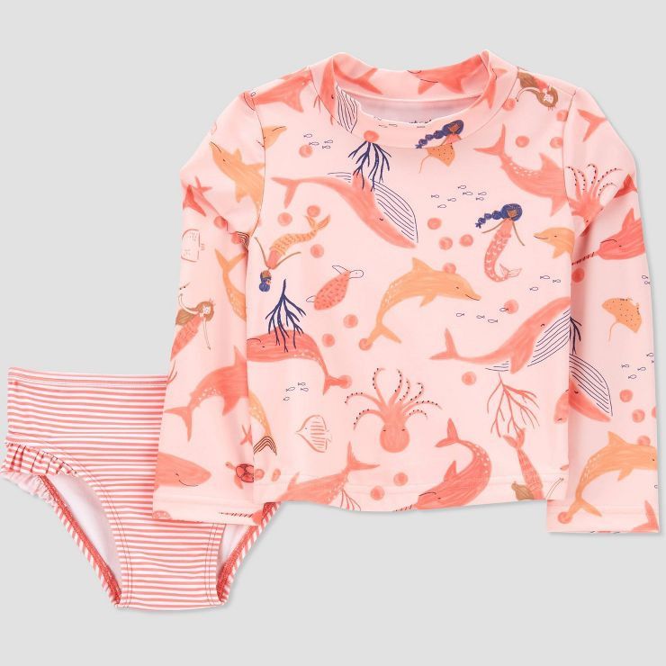 Carter's Just One You® Toddler Girls' 2pc Mermaid Rash Guard Set - Pink | Target