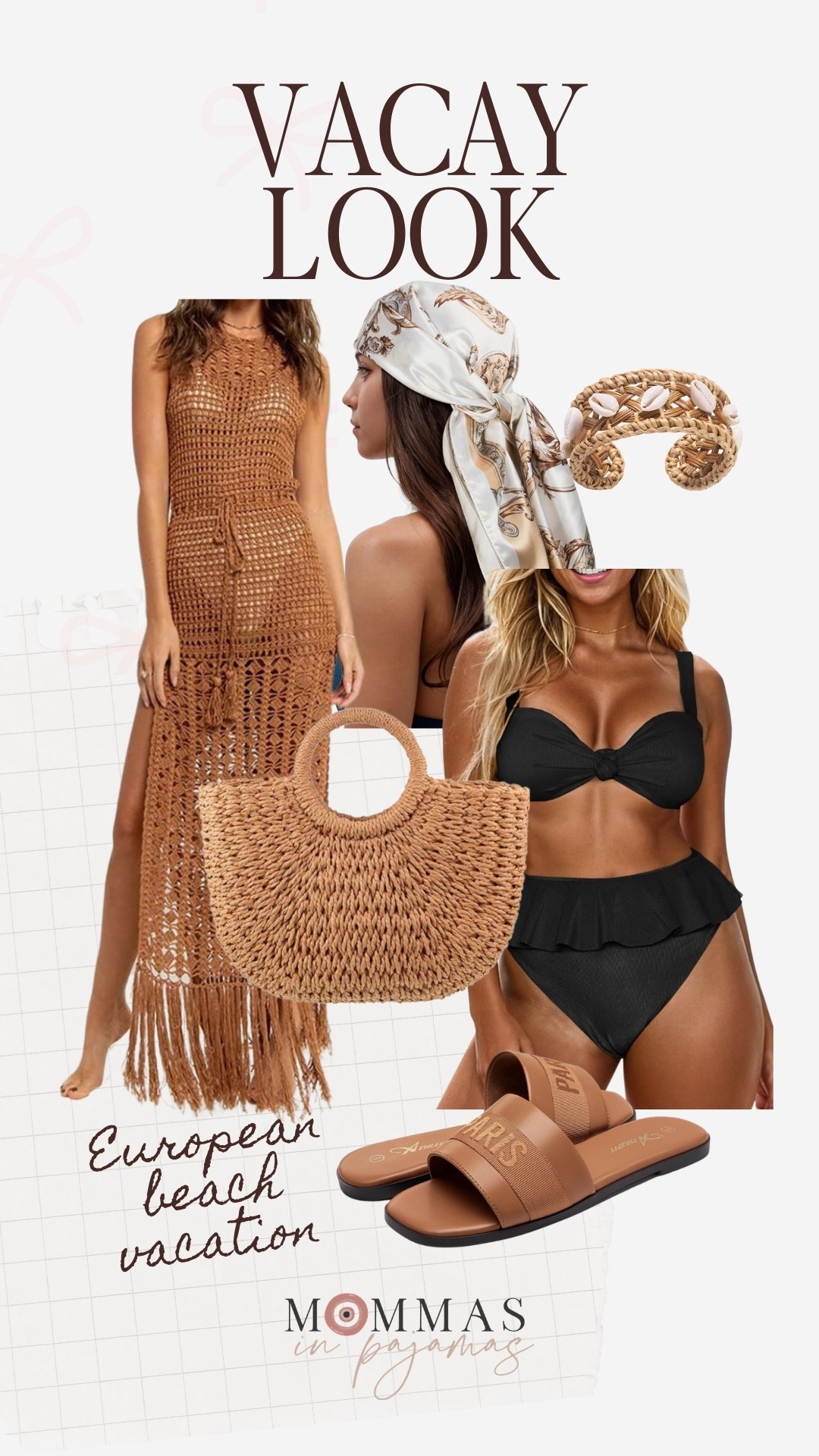 You guys….This entire look is Amazon, can you believe it?! It’s giving European beach vacay vibes and I am here for it 😍.  This high waisted swimsuit is mom approved and gorgeous under this crochet swim coverup. I’m loving these super chic accessories to complete the look. 
Neutral beach outfit, boho chic beach outfit inspo 

#LTKSeasonal #LTKPetite #LTKMidsize