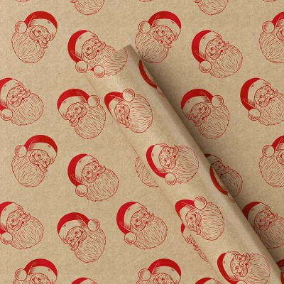 30" 25 sq ft Christmas Roll Wrap Santa Heads on Kraft - Wondershop™ | Target