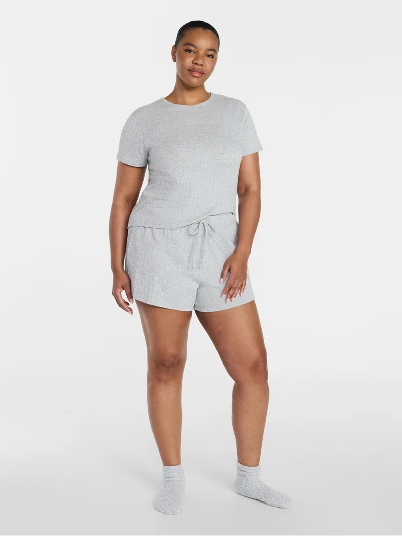 Joyspun Women’s Pointelle Knit Short Sleeve Sleepwear Tee, Sizes XS-3X | Walmart (US)