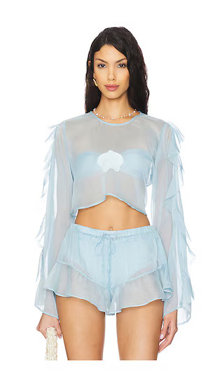 Thoma Cropped Shirt in Baby Blue | Revolve Clothing (Global)