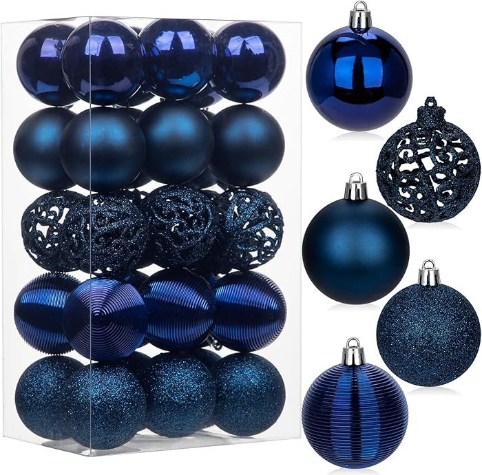 30PCS 2.36" Christmas Ball Ornaments Shatterproof Navy Blue Christmas Tree Decorations Xmas Tree ... | Amazon (US)