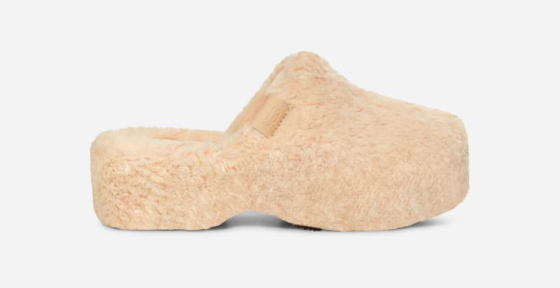 UGG® Women's Fuzz Sugar Clog Tencel Clogs Slippers in Natural, Size 7 | UGG (US)