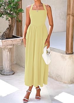 KIRUNDO Summer Dresses for Women 2026 Halter Maxi Wedding Guest Party Cocktail Semi Formal Elegan... | Amazon (US)