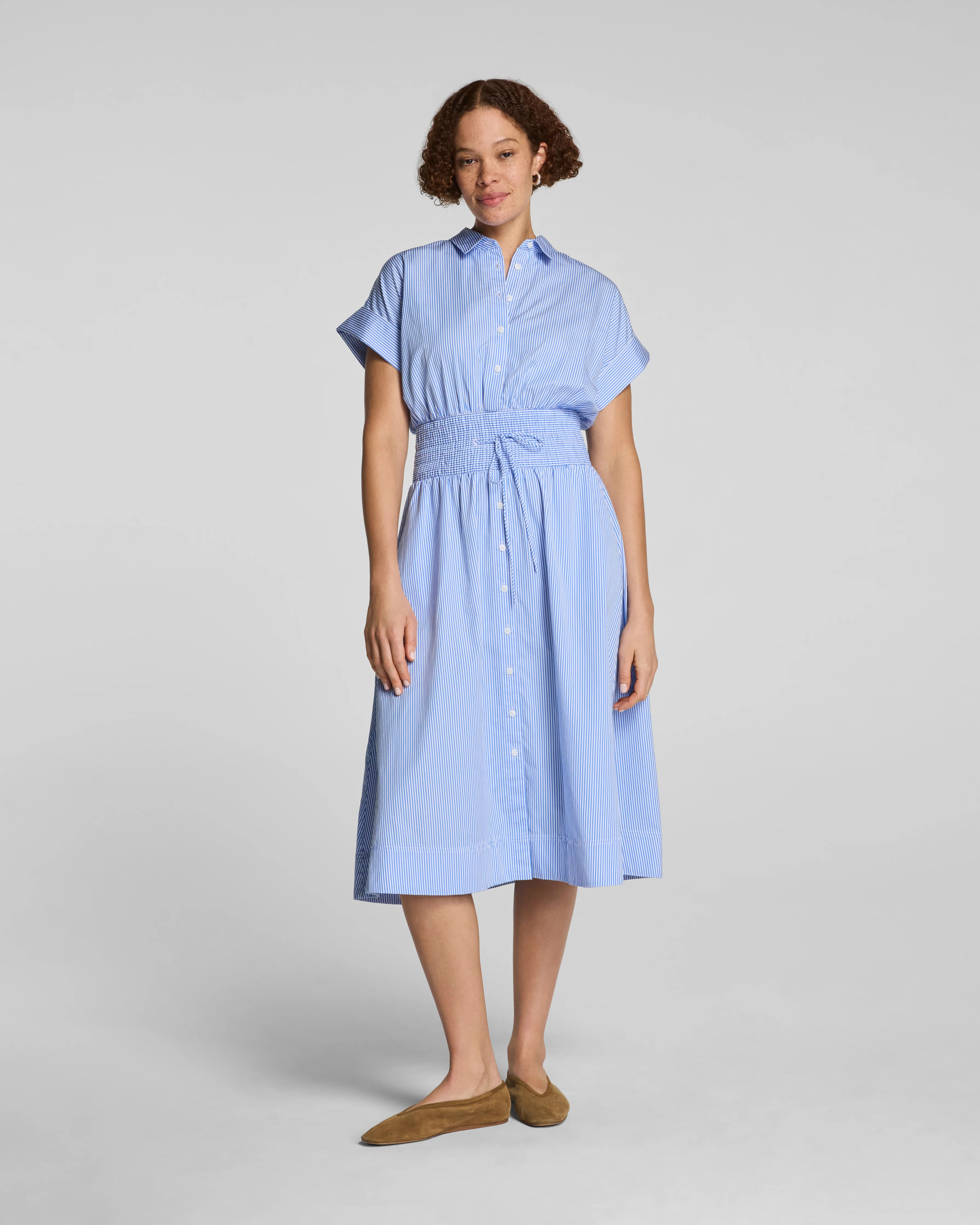 Poplin Smocked Midi Shirt Dress | Spanx