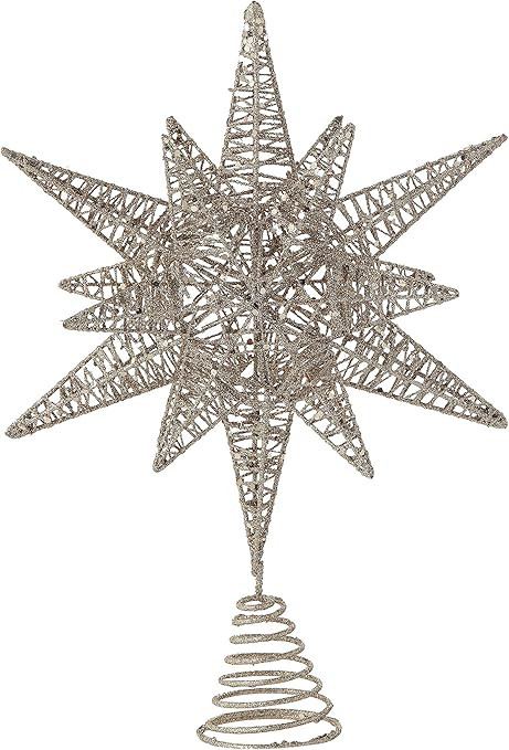 Creative Co-Op Multidimensional Star Tree Topper with Gold Glitter Metal Ornaments | Amazon (US)