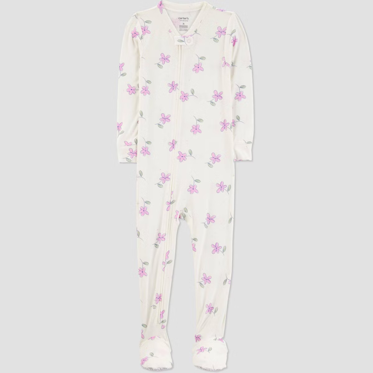 Carter's Just One You® Toddler Girls' Floral Comfy Soft Snug Fit Footed Pajama - Pink/White | Target