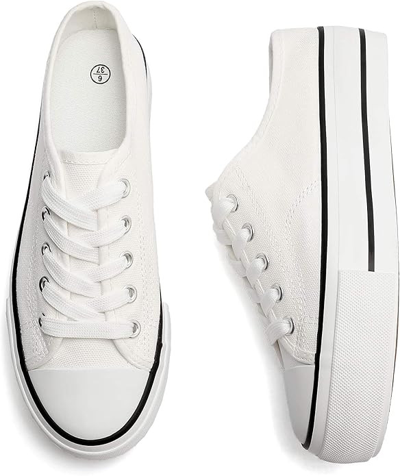 HYPOCRUTE Women’s Platform Sneakers Canvas Slip On Shoes White Low Top Shoes Casual Walking for... | Amazon (US)