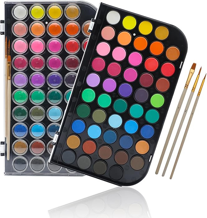 Artecho 48 Colors Watercolor Cake Set with 3 Brushes, Washable, Travel Design, Perfect for Card M... | Amazon (US)
