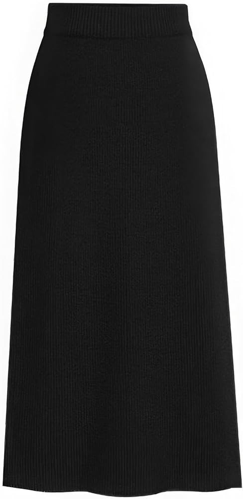 ebossy Women's Winter Warm High Waist Side Slit Wool Blend Long Skirts Rib Knit Stretchy Bodycon ... | Amazon (US)