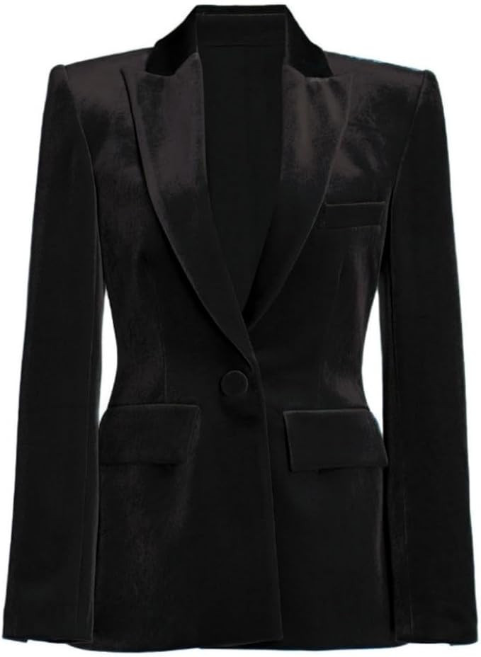 Velvet Jacket Blazers for Women Trendy Business Casual Button Up Fall Winter Outerwear Office Wor... | Amazon (US)