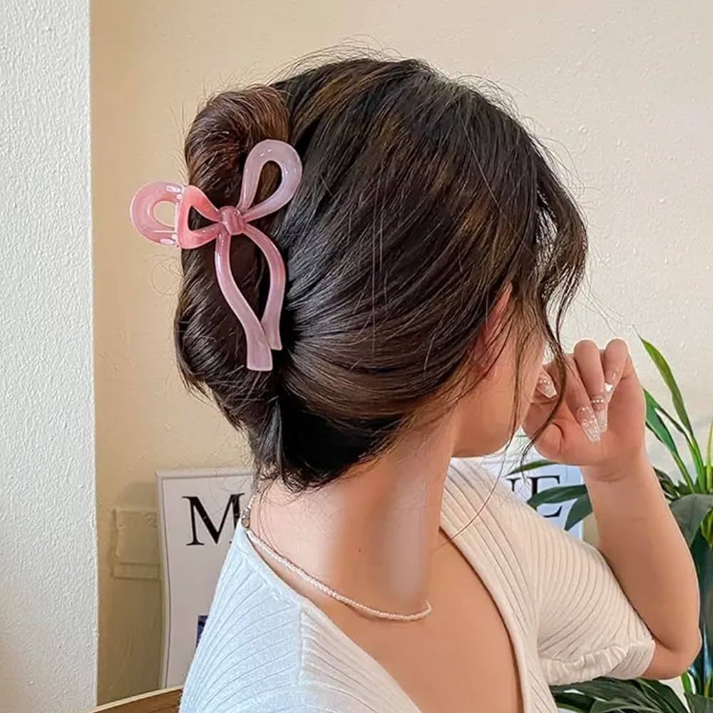 Bow Hair Claw Clip for Women (Pink) | Amazon (US)