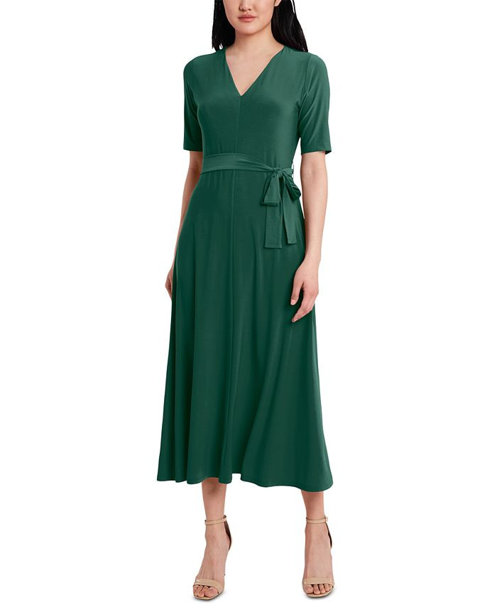 MSK V-Neck Midi Dress & Reviews - Dresses - Women - Macy's | Macys (US)