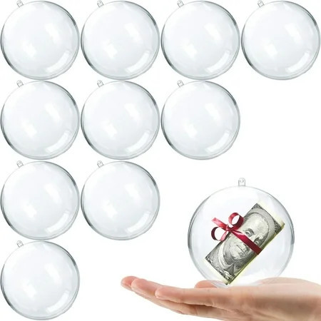 TETOU 10Pcs Christmas Ornaments Balls, 80mm Clear Plastic Fillable Ornament for Crafts, Clear Acrylic DIY Ornaments for Christmas Tree Holiday Wedding Party Home Hanging Decor | Walmart (US)