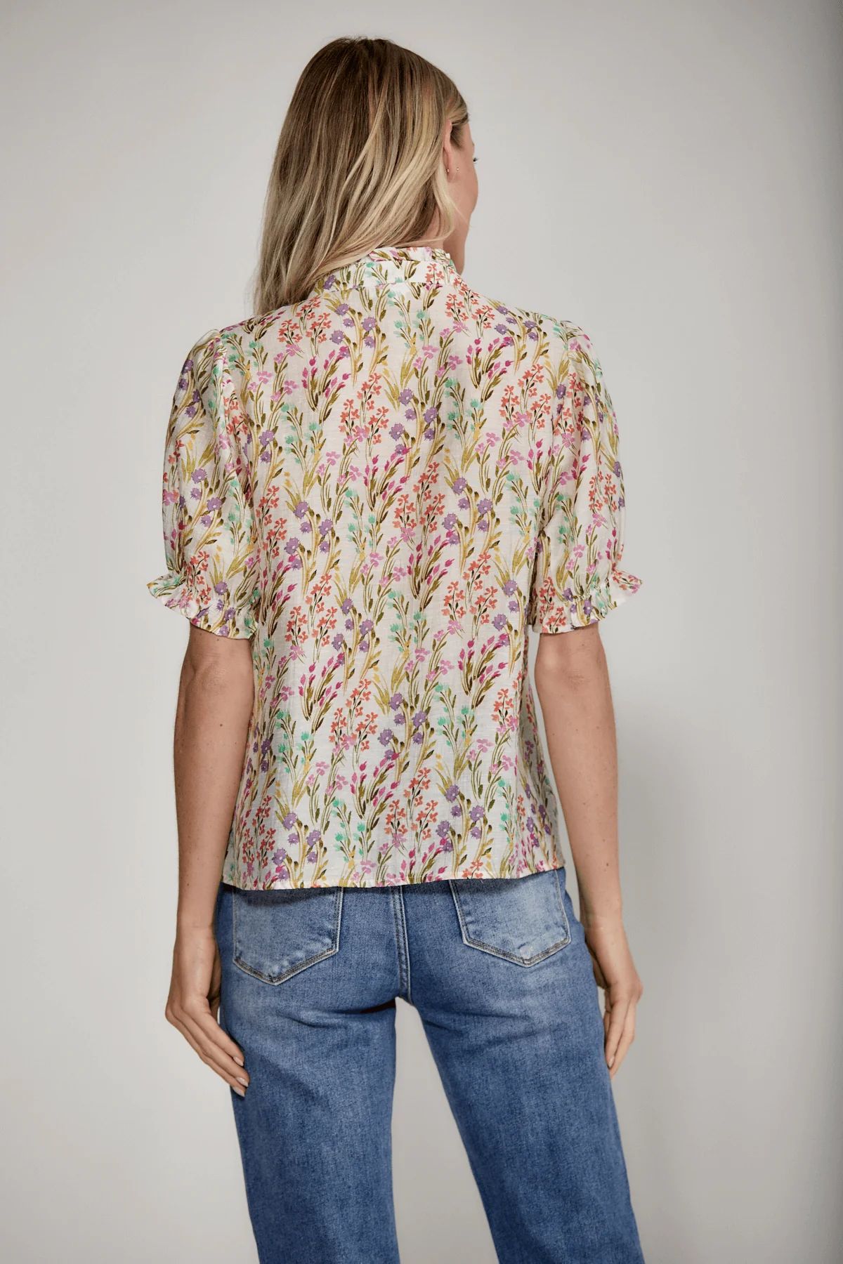 THML Splitneck Puff Sleeve Floral Top | Social Threads