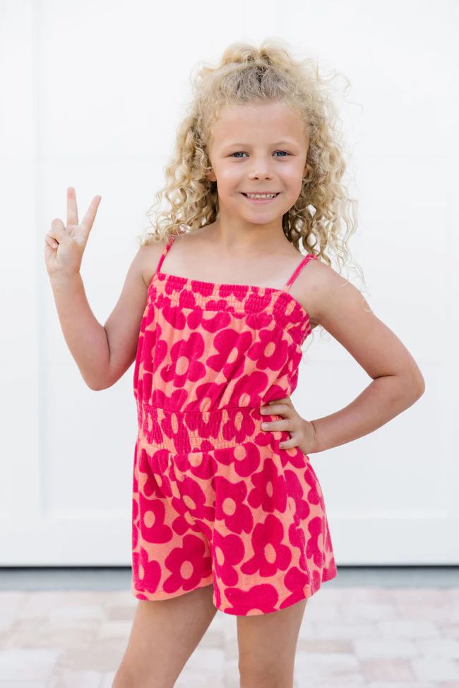 Kid's Casual Confidence Terry Cloth Floral Romper In Floral Flair Tori X Pink Lily | Pink Lily