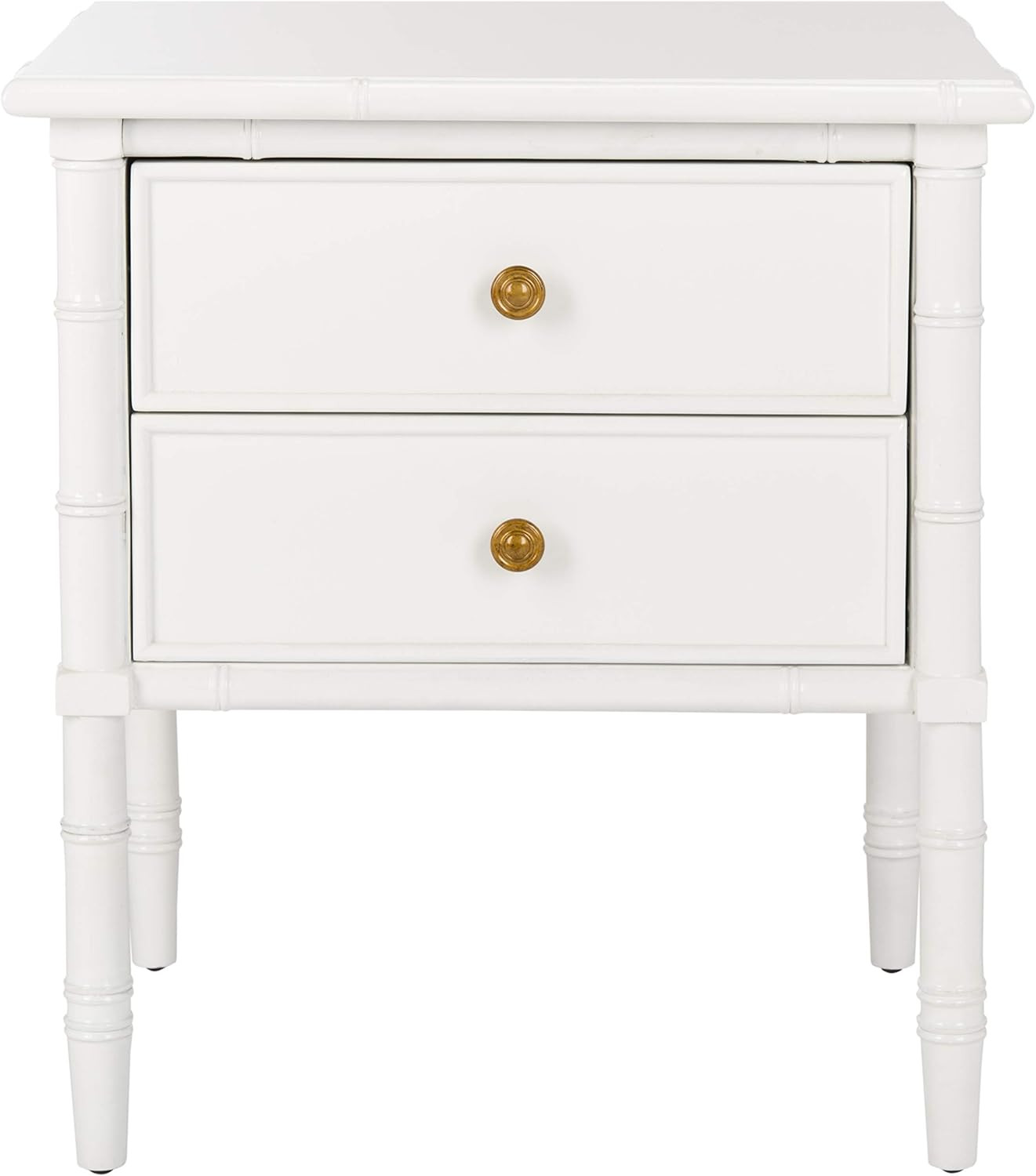 Safavieh Home Collection Mina Modern Coastal 2 Drawer 25" Bamboo Nightstand, White | Amazon (US)