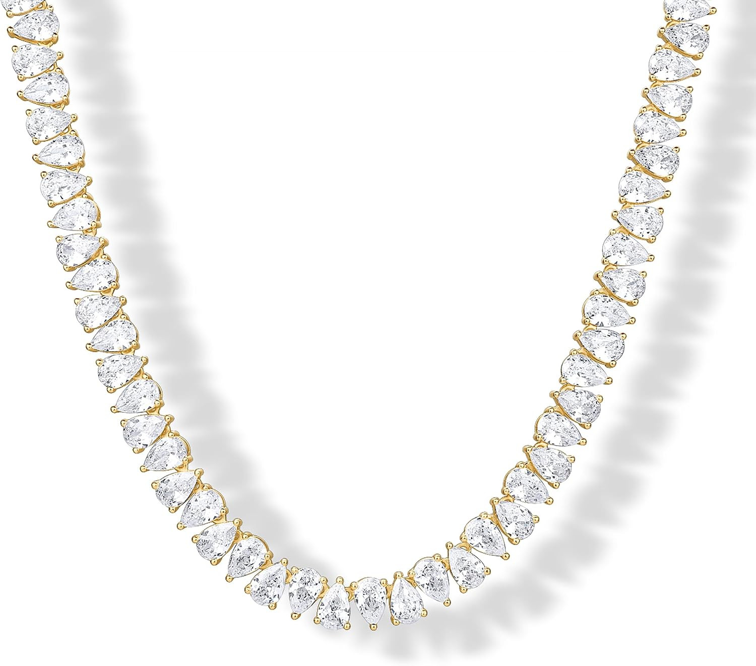 PAVOI 14K Gold Plated Pear-Cut Tennis Necklace for Women, CZ Necklaces | Amazon (US)