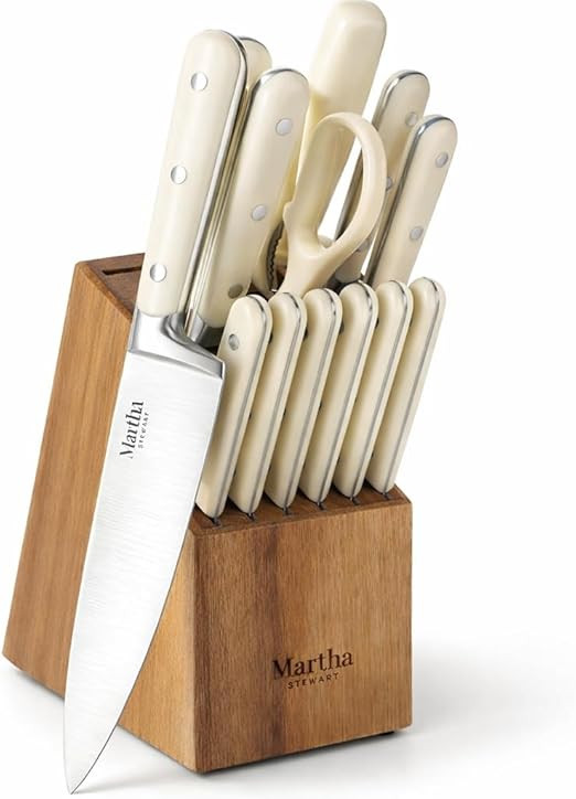 MARTHA STEWART Eastwalk 14 Piece High Carbon Stainless Steel Cutlery Kitchen Knife Block Set w/AB... | Amazon (US)