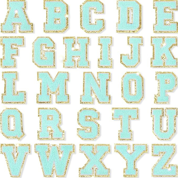 26 Pieces Glitters Patches Iron on Letters Chenille A-Z Patches Decorative Repair Embroidered Pat... | Amazon (US)