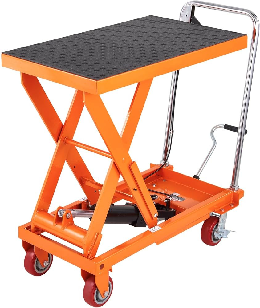 VEVOR 1100 LBS Hydraulic Lift Table Cart with 11"-35.4" Lift Range, Hydraulic Scissor Cart with N... | Amazon (US)