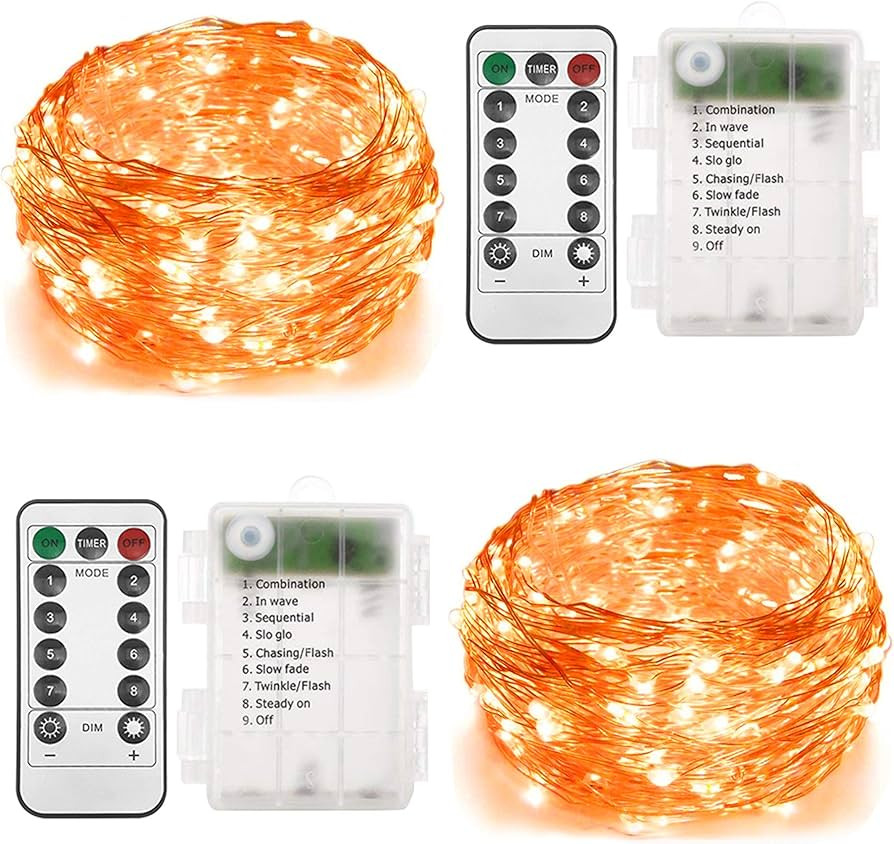 Twinkle Star 2 Set Halloween Fairy Lights Battery Operated, 33ft 100 Led String Lights Remote Con... | Amazon (US)