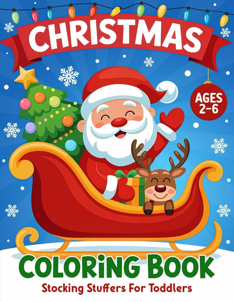 Christmas Coloring Book for Toddlers & Kids: Stocking Stuffers: 50 Big, Easy and Fun Holiday Desi... | Amazon (US)