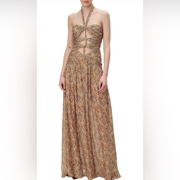 Ronny Kobo Clarice Dress - Paisley Cut Out Halter Gown - Size S | Poshmark