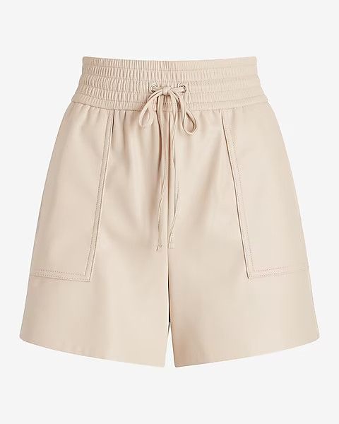 Super High Waisted Faux Leather Pull On Shorts | Express